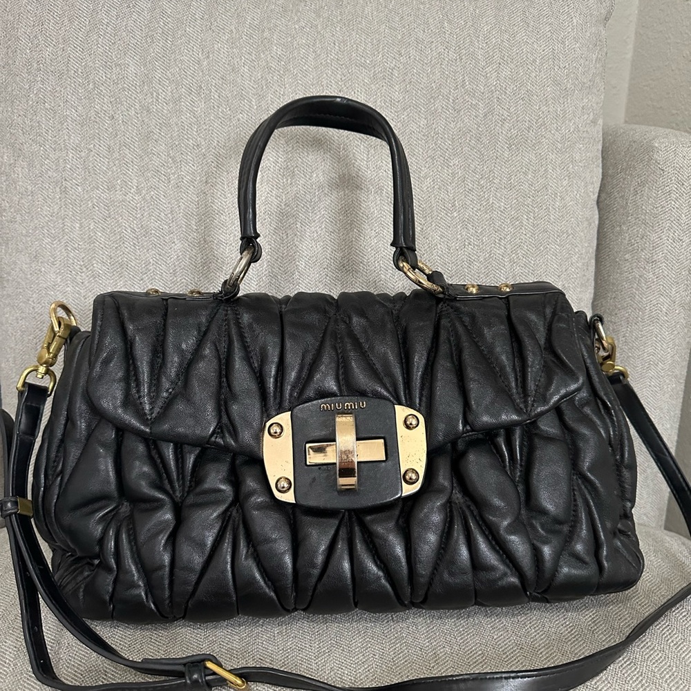 Quilted Black Leather Satchel